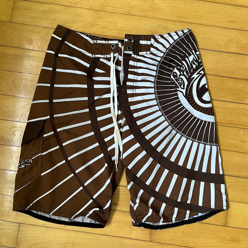 Billabong Mens Brown White Sunburst Eco-Supreme Suede Board Shorts Size 28